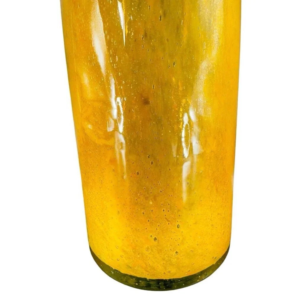 Vintage Hand Blown Studio Art Glass Long Neck Vase Vessel With Small Bubbles VTG